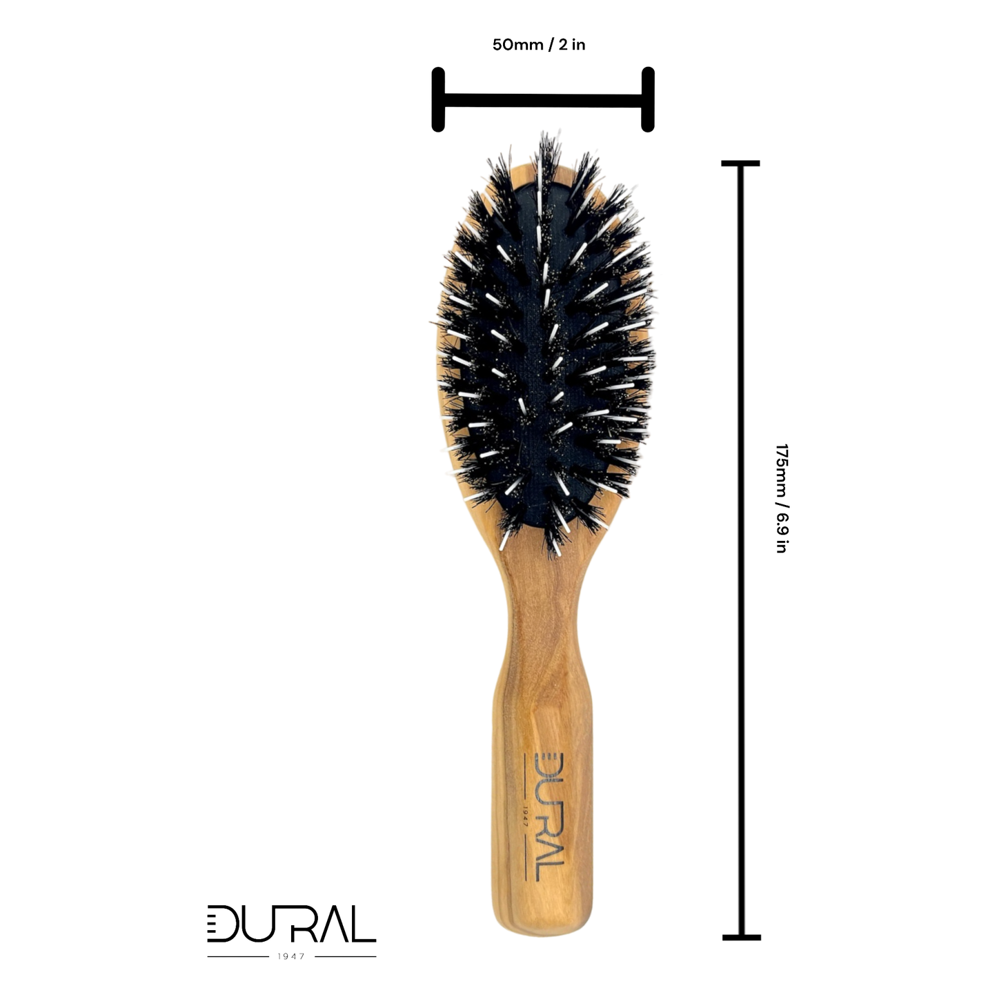 Dural Olive wood rubber cushion hair brush with boar bristles and nylon Pasteur Pharmacy