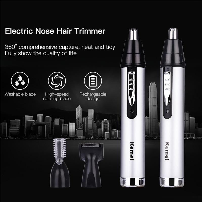 Kemei Fast shaving Men Electric Nose Ear Hair Trimmer Painless Women trimming sideburns eyebrows Beard hair clipper cut Shaver46 American Smart
