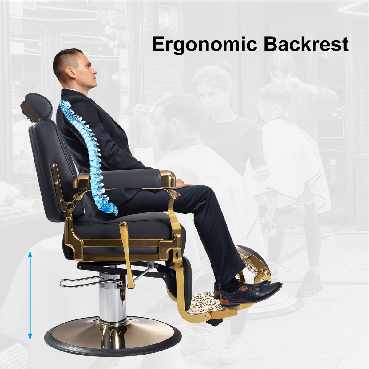 Heavy Duty Barber Chair, 700LB Hydraulic, The Founder 8817 MYS