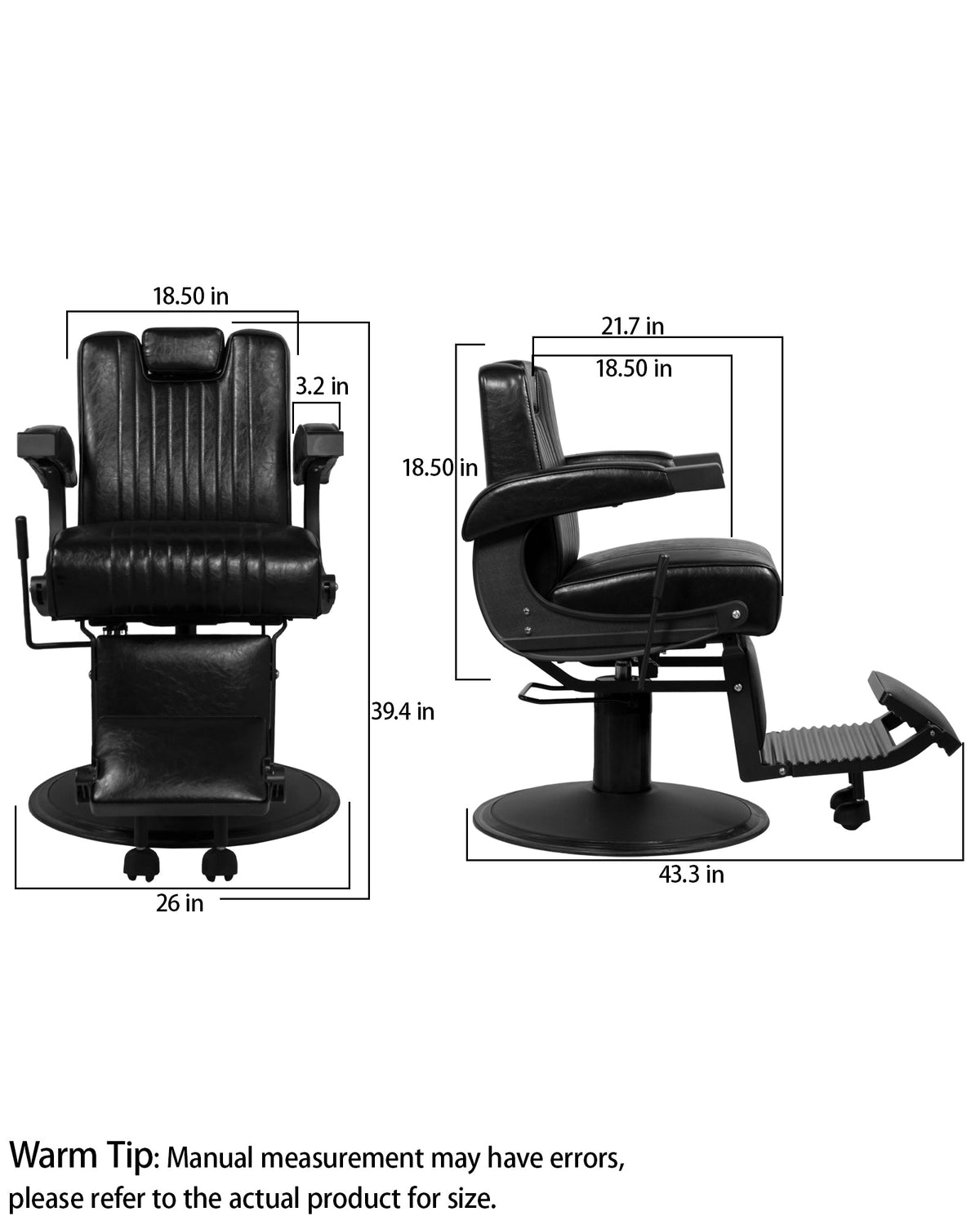 Heavy Duty Vintage Barber Chair The Onyx 8831 MYS