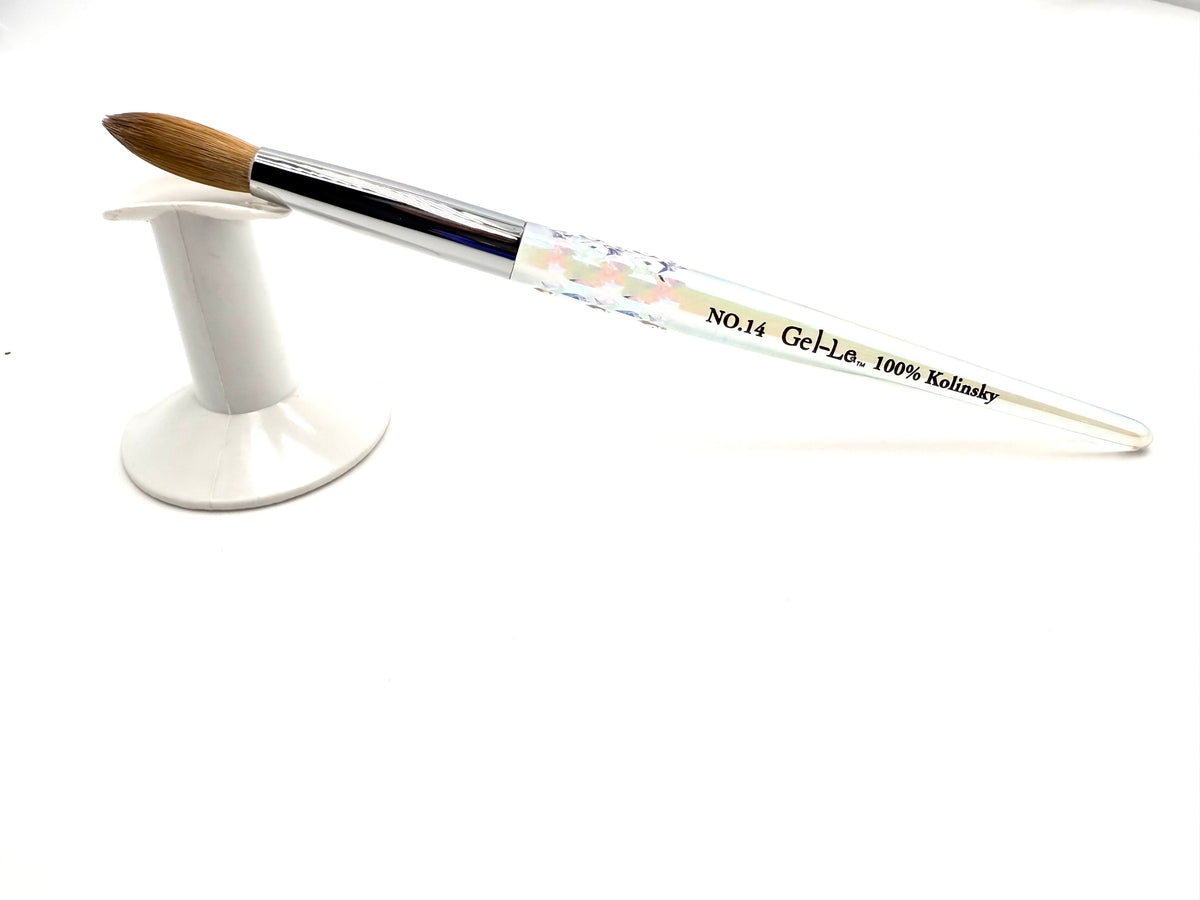 Gel-Le - Acrylic Brush - 100% Kolinsky (Clear Handle)(Not Pressed) Queen Nails & Beauty Supplies