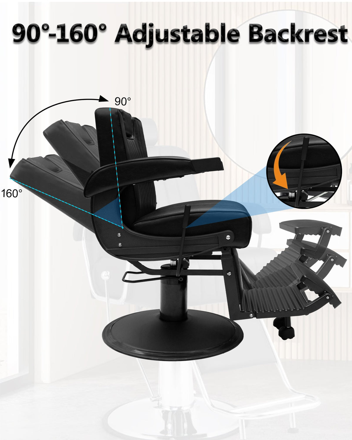 Heavy Duty Vintage Barber Chair The Onyx 8831 MYS