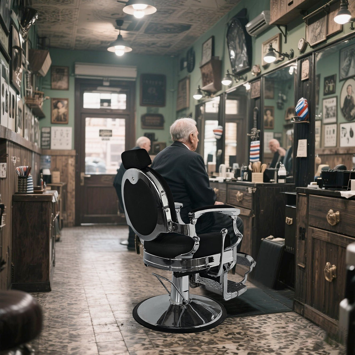 Modern Barber Chair, Stainless Steel, The Visionary 8829 MYS