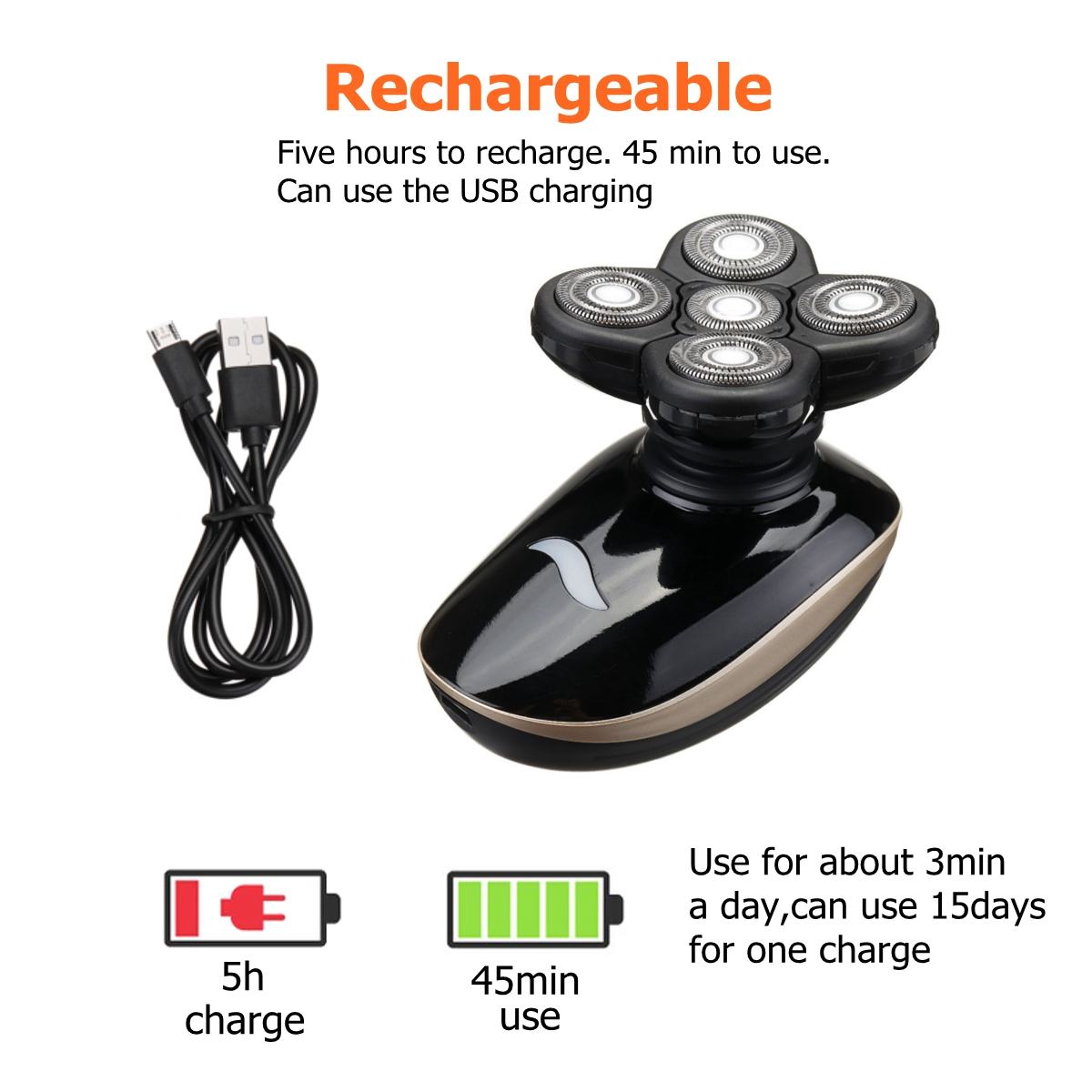 5 In 1 4D Rechargeable Bald Head Electric Shaver My Store