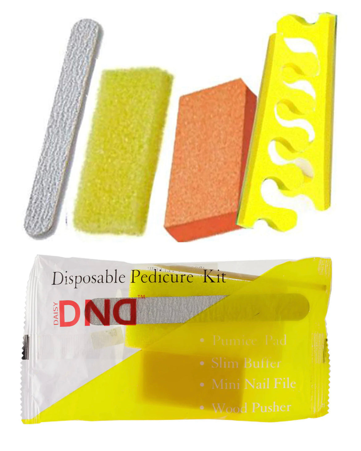 *(Bundle) DND Disposable Pedicure Kit - 4 pc. (Yellow) Lunali Nail Supply