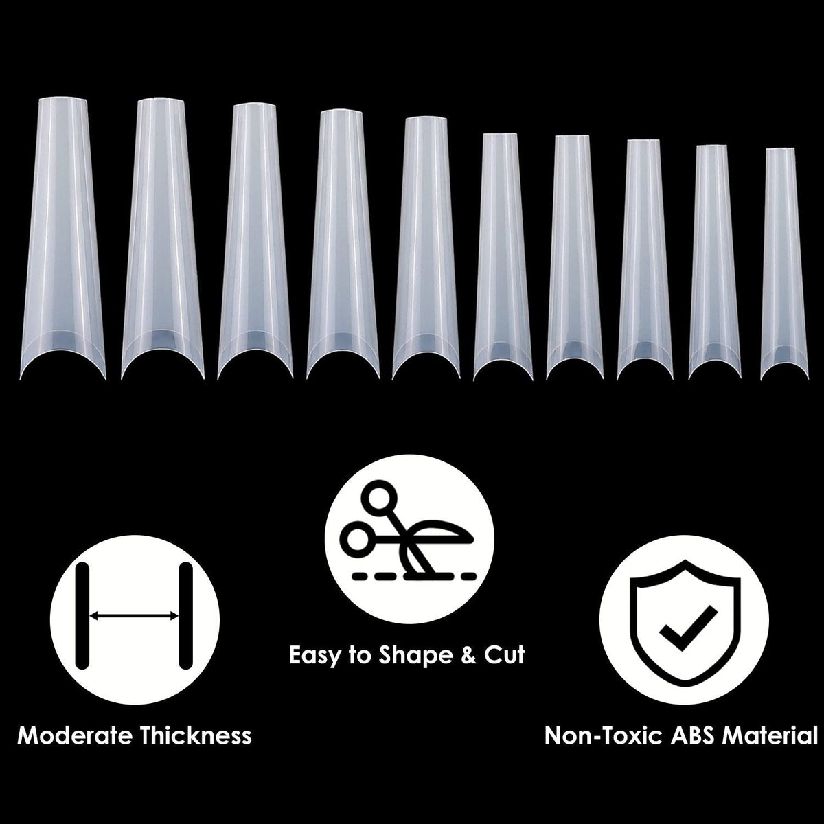 Brand 7DAY'S 500Pcs False Nail Tips C Curve Half Cover French Nails Extra Long Fake Finger Nails For Nail Art Salons Home DIY 10 Sizes 7DAY'S