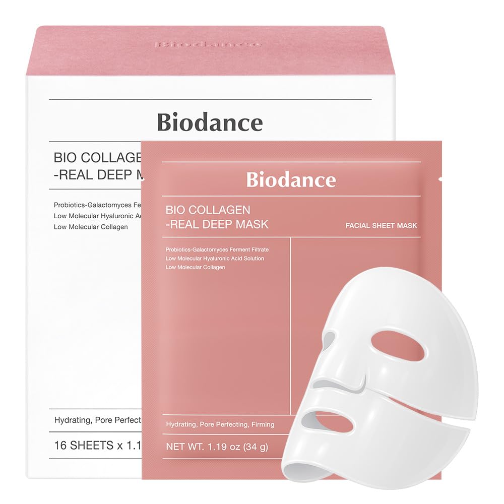 BIODANCE Bio-Collagen Real Deep Mask, Hydrating Overnight Hydrogel Mask, Pore Minimizing, Elasticity, Plumping Improvement, Korean Skin Care, Valentines Day Gifts for Her | 1.19oz(34g) x 4ea 7DAY'S