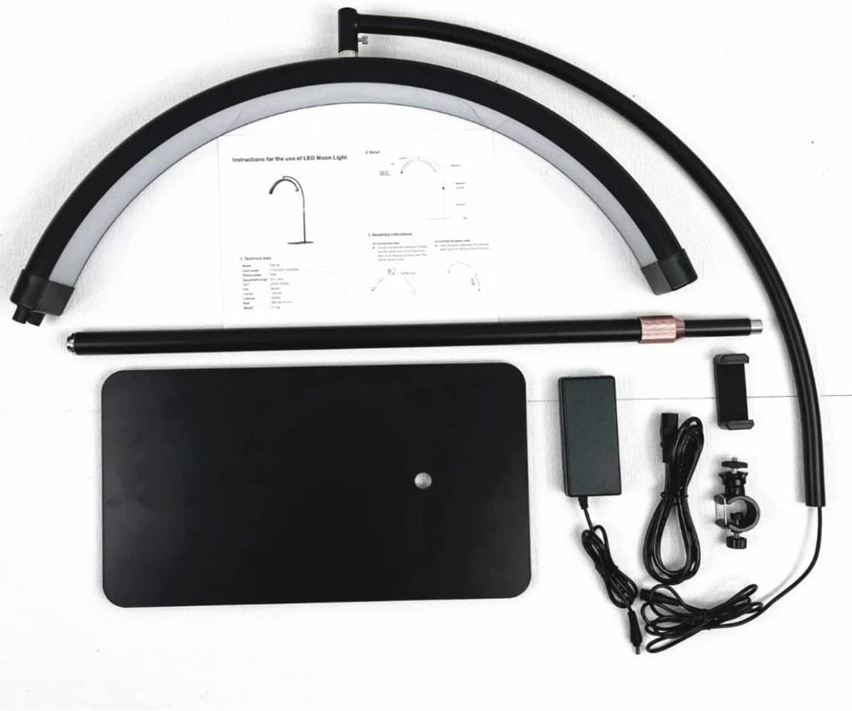 Half Moon Ring Light With Stand (Black) Queen Nails & Beauty Supplies