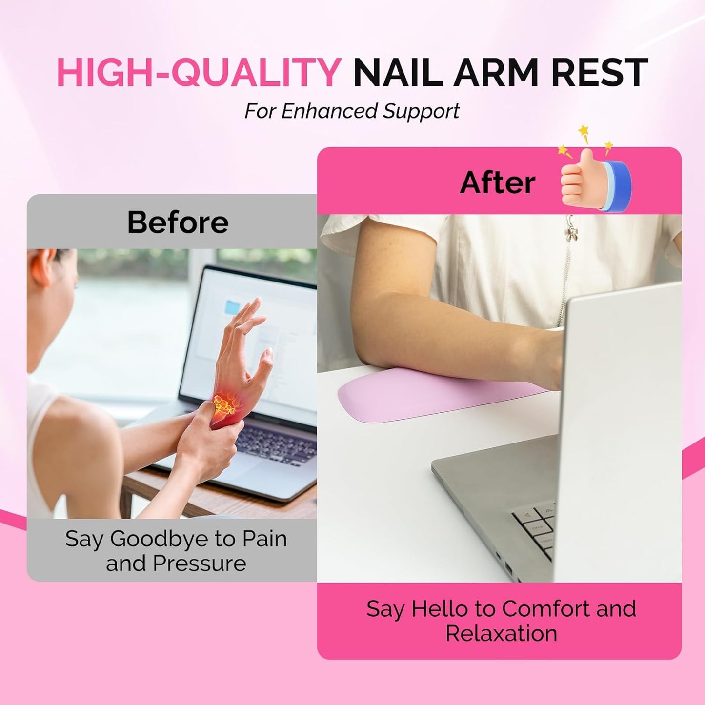 Portable PU Leather Nail Arm Rest - Pink Lunali Nail Supply