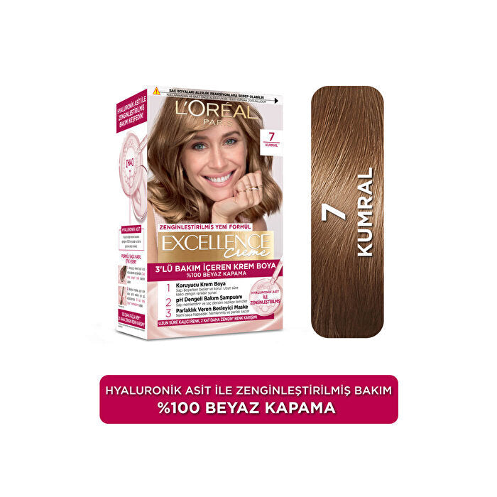 L'Oreal Paris Excellence Creme Hair Color 7 Light Brown - Rich Color Beauty Care Bag