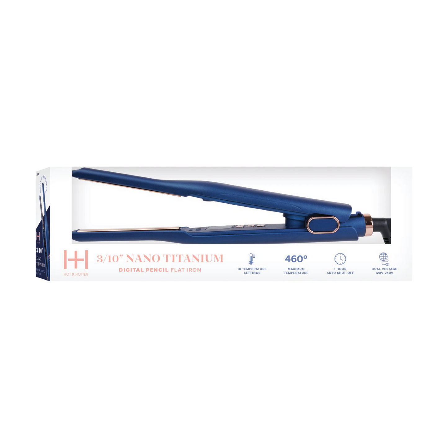 Hot & Hotter Nano Titanium Digital Pencil Flat Iron 3/10 Inch, 1 Count, Blue Annie International, Inc.