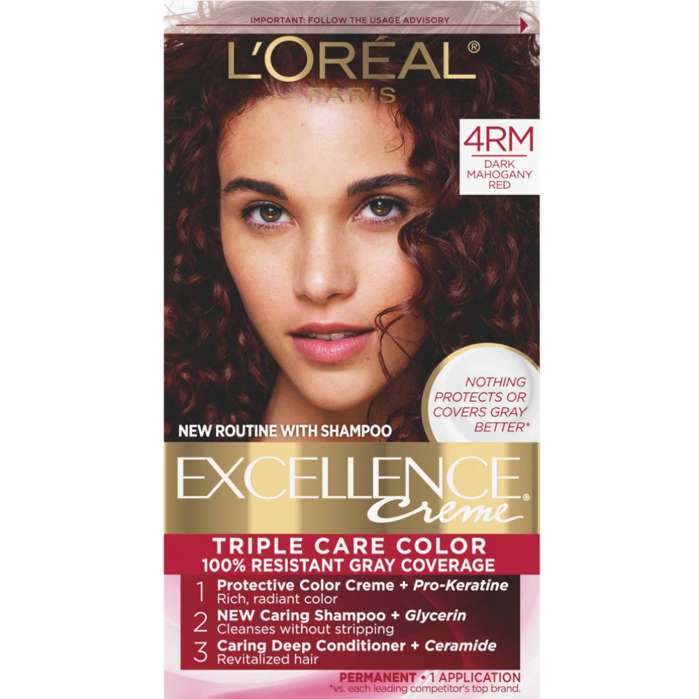 L'Oréal Paris Excellence Triple Protection Permanent Hair Color - 4RM Dark Mahogany Red (6.3 fl oz) Farmacias Savia