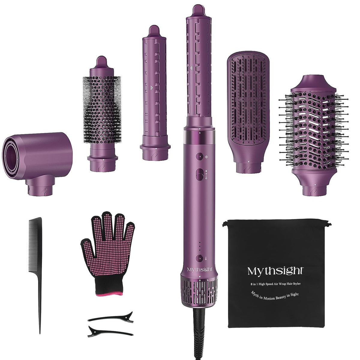 StyleVibe 6-in-1 Air Styler, Hair Dryer & Blow Dryer Brush with Auto Wrap Curl L/R, Fast Drying, Smooth Blowouts, Root-Lift Volume, No Heat Damage Frizz-Free Thermal Brush with Travel Bag 7DAY'S