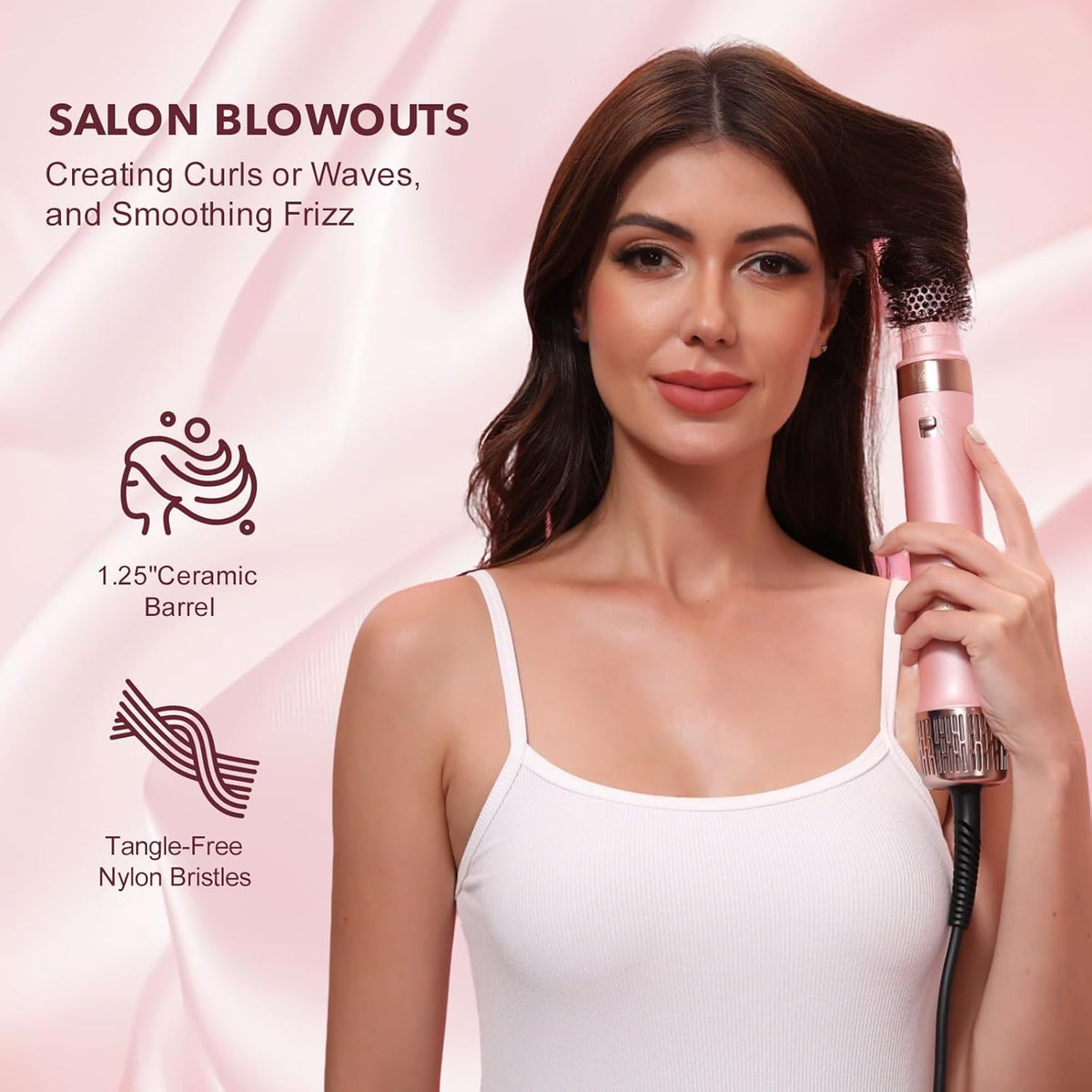 StyleVibe 6-in-1 Air Styler, Hair Dryer & Blow Dryer Brush with Auto Wrap Curl L/R, Fast Drying, Smooth Blowouts, Root-Lift Volume, No Heat Damage Frizz-Free Thermal Brush with Travel Bag 7DAY'S