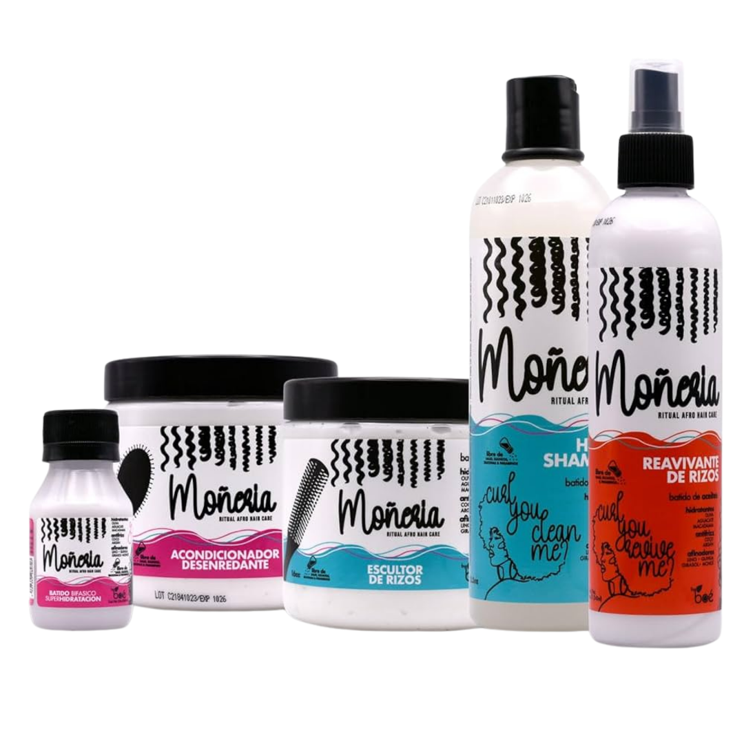 Monería Complete Hair Care Kit: Shampoo + Conditioner + Styling Cream + Hair Mask + Leave-In Farmacias Savia