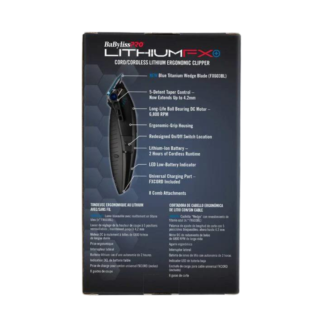 BaBylissPRO Limited Edition Lithium FX Matte Black Clipper The Barber Plug
