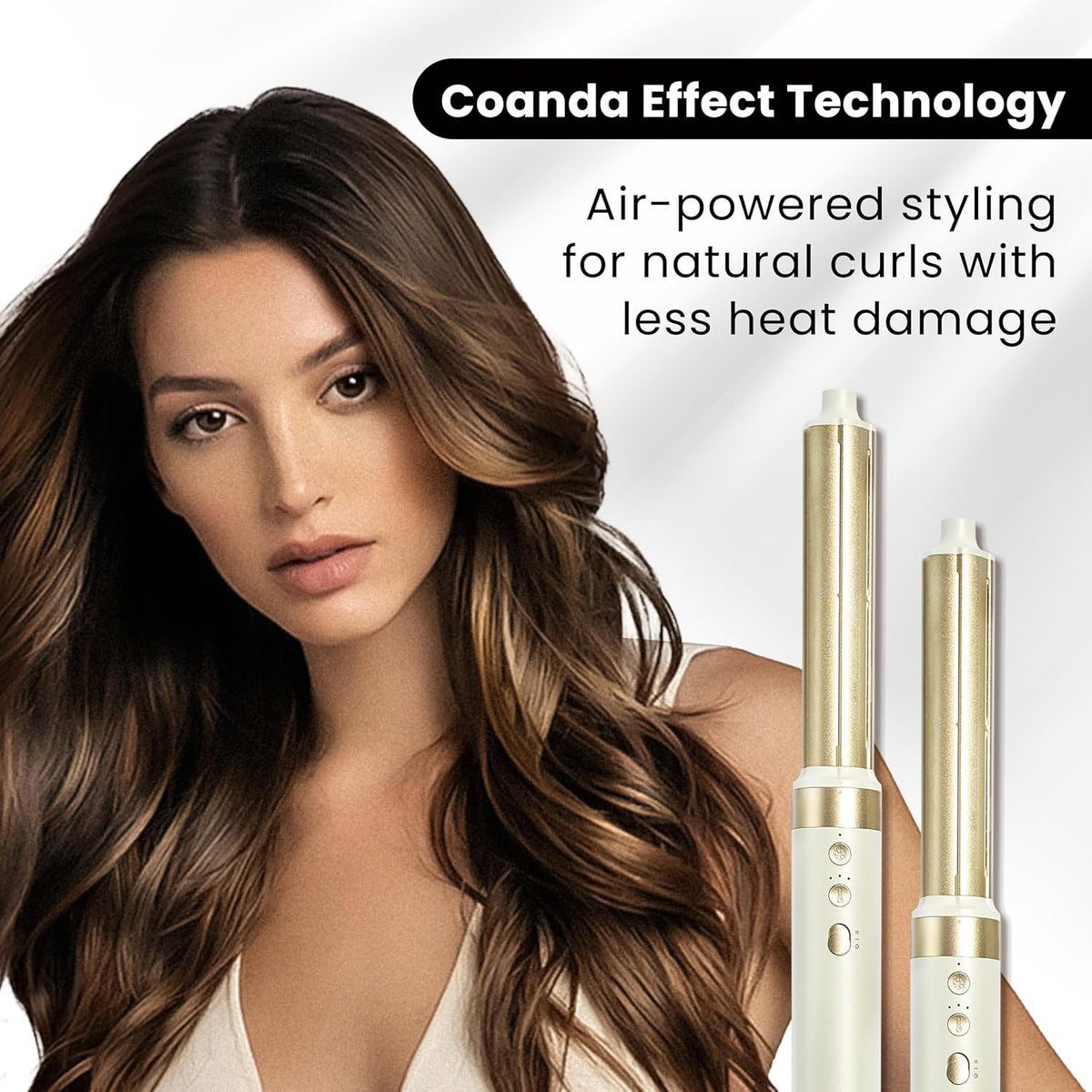 GLAMUP® 6 in 1 Hot Air Styler, Upgraded Long Barrel, Round Brush, Powerful High Speed Dryer, Tight Grip, Curling Volumizing Gift Set with Travel Bag 7DAY'S