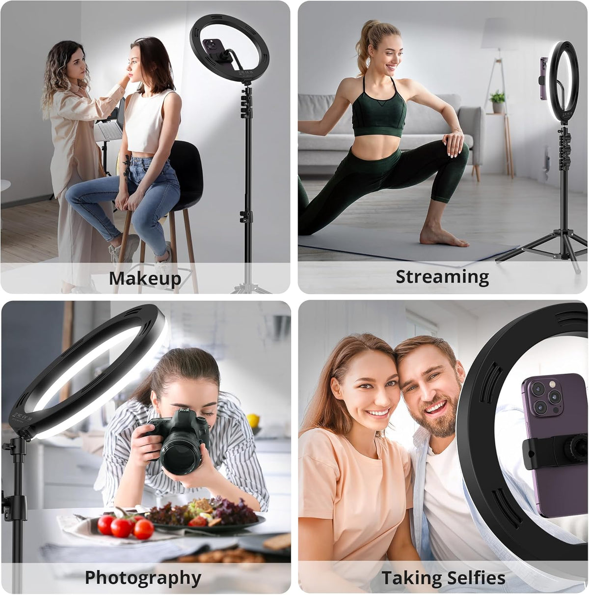 ATUMTEK 10" Ring Light with 55" Tripod Stand, Dimmable LED Selfie Light with Phone Holder & Bluetooth Remote, 3 Color Modes & 10 Brightness Levels for TikTok, Zoom, YouTube, Streaming, Vlogging 7DAY'S