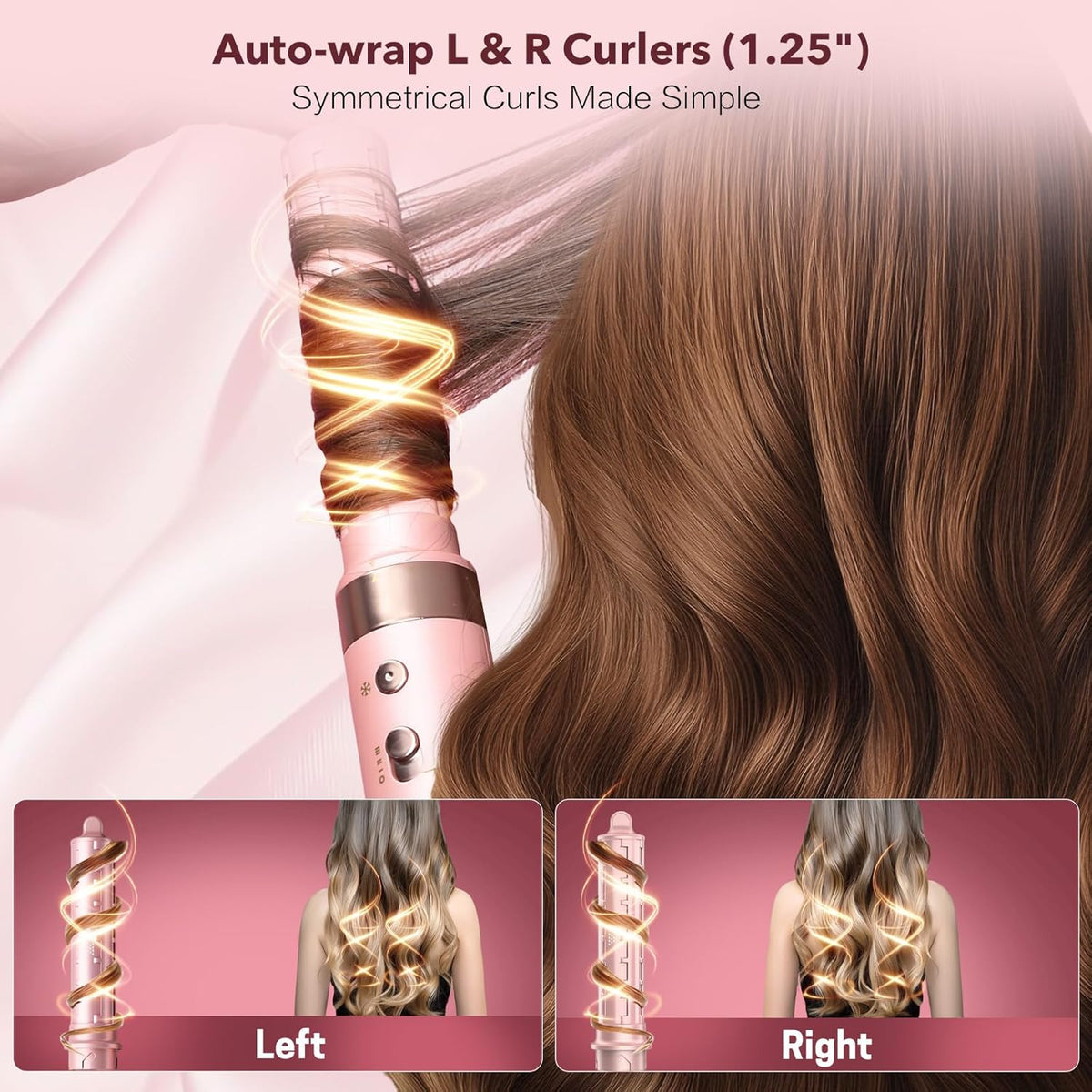 StyleVibe 6-in-1 Air Styler, Hair Dryer & Blow Dryer Brush with Auto Wrap Curl L/R, Fast Drying, Smooth Blowouts, Root-Lift Volume, No Heat Damage Frizz-Free Thermal Brush with Travel Bag 7DAY'S