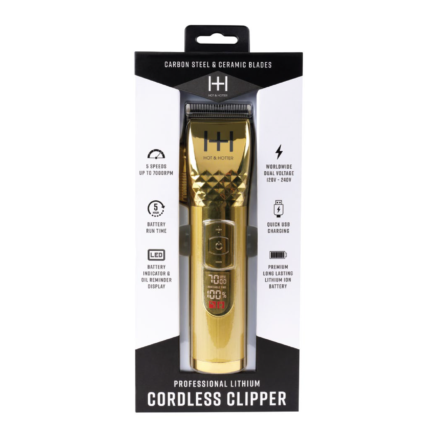 Hot & Hotter Professional Lithium Cordless Clipper, 1 Count, Gold Annie International, Inc.