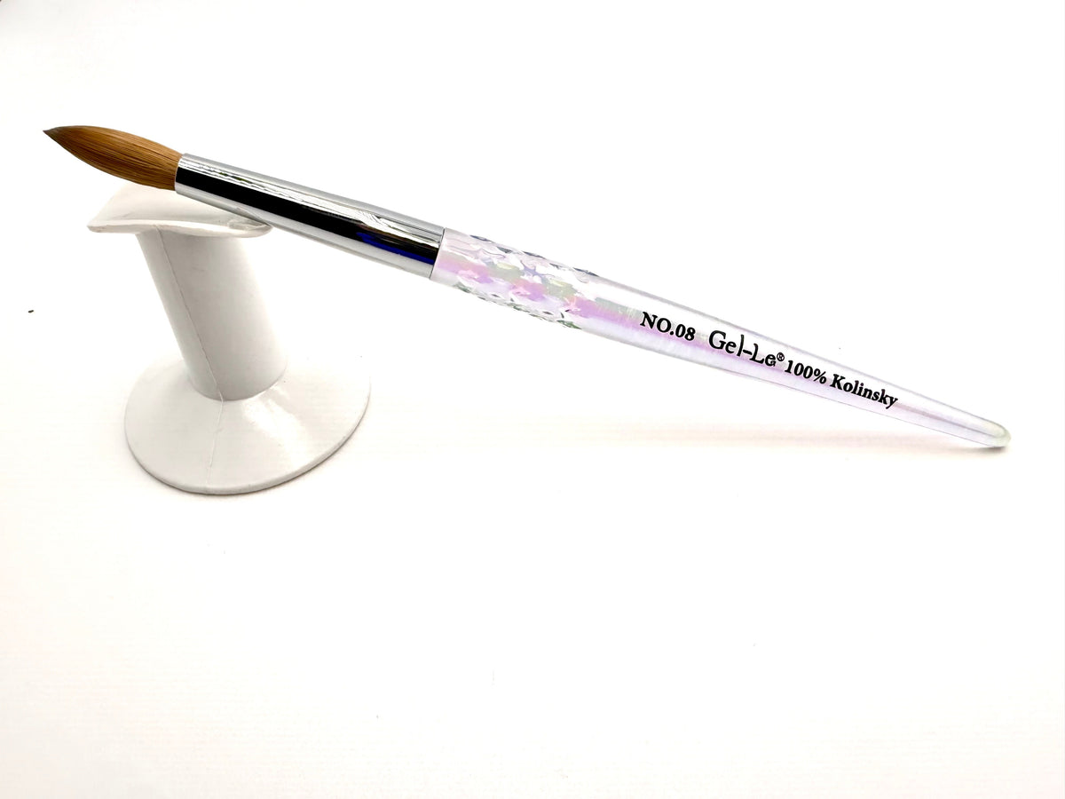 Gel-Le - Acrylic Brush - 100% Kolinsky (Clear Handle)(Not Pressed) Queen Nails & Beauty Supplies