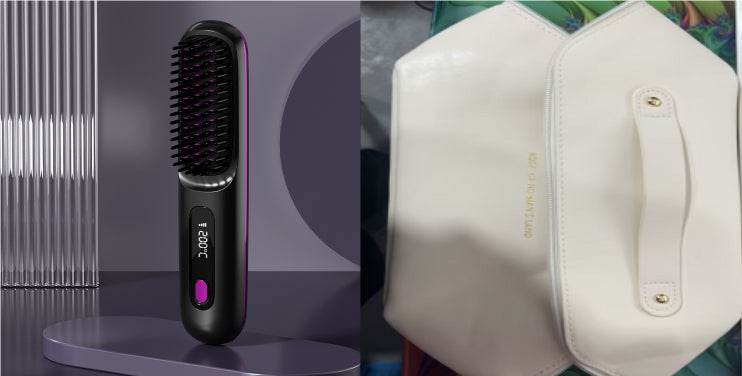 2 In 1 Straight Hair Comb Wireless Hair Straightener Brush Hair Fast Heating Portable Hot Curler USB Charging My Store