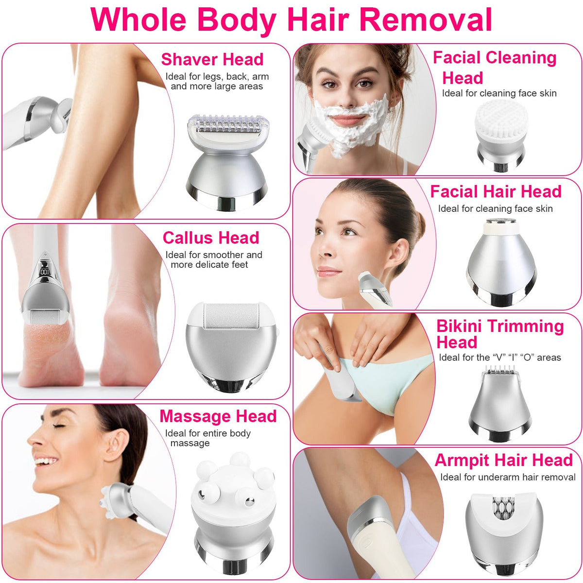 7 In 1 Electric Razor for Women Lady Hair Removal Gamba Beauty