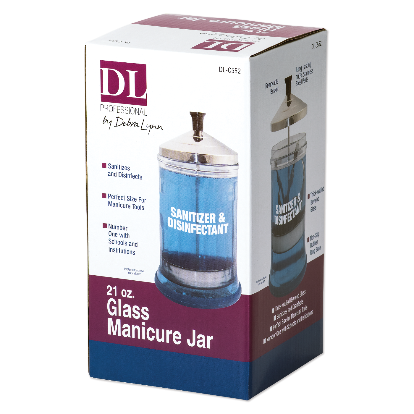 DL Professional - Glass Manicure Jar 21oz Queen Nails & Beauty Supplies