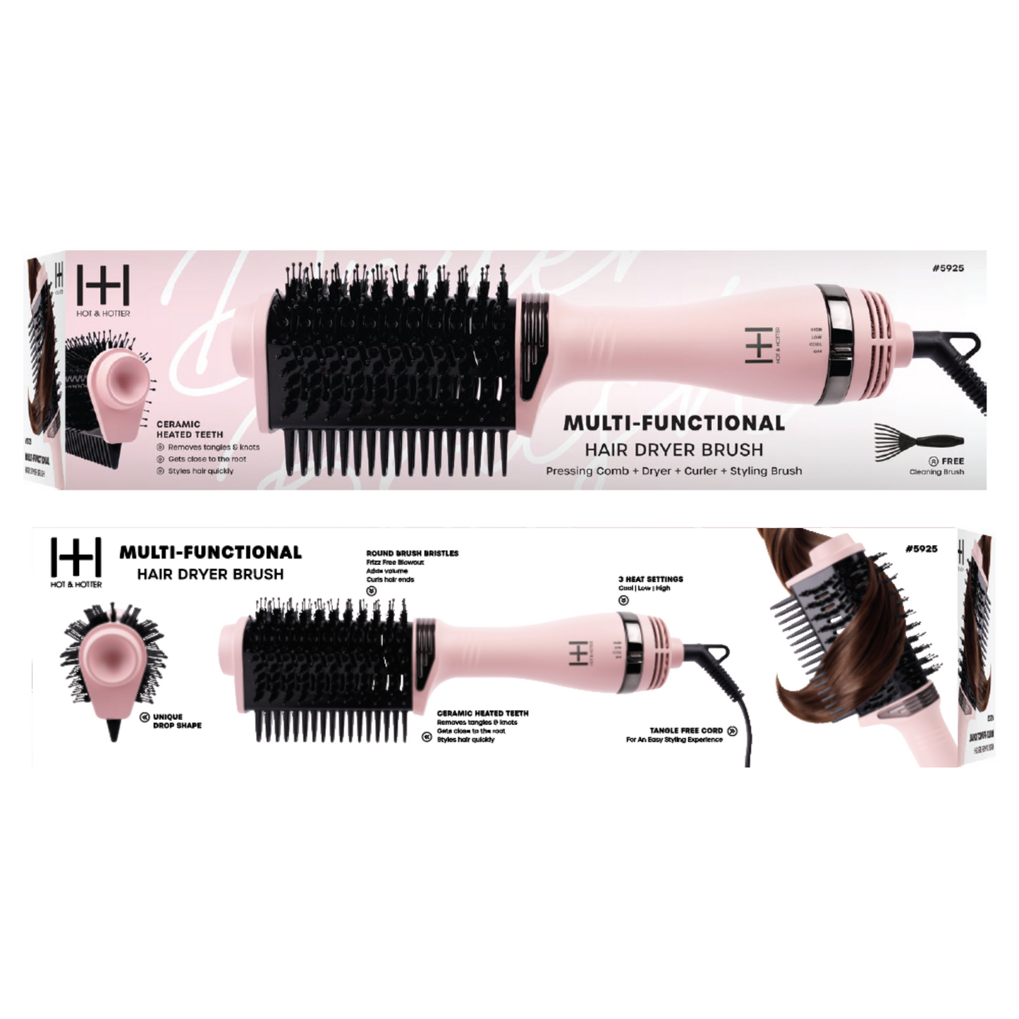 Hot & Hotter Multi-Functional Hair Dryer Brush with Comb, Pink Annie International, Inc.