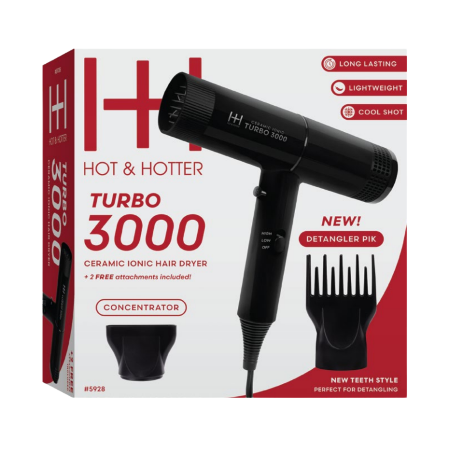 Hot & Hotter Ceramic Turbo 3000 Hair Dryer, Black Annie International, Inc.