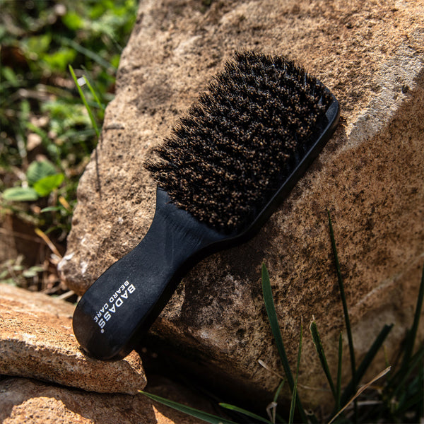 Boars Hair Beard Brush with Handle Badass Beard Care