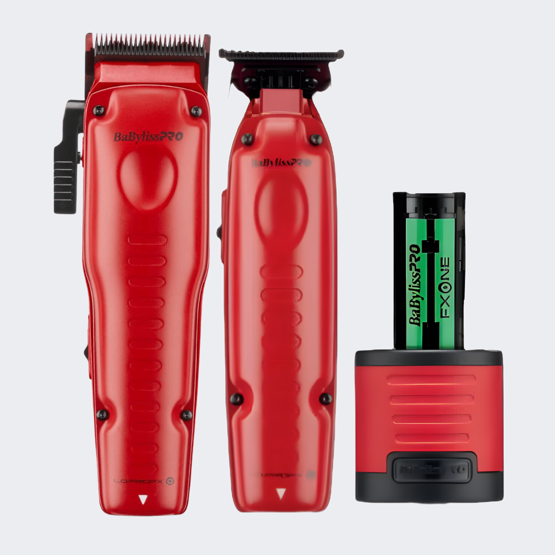 BaBylissPRO® FXONE™ Lo-ProFX Limited Edition Matte Red Clipper, Trimmer & Boosted Battery Gift Set Certified Clippers