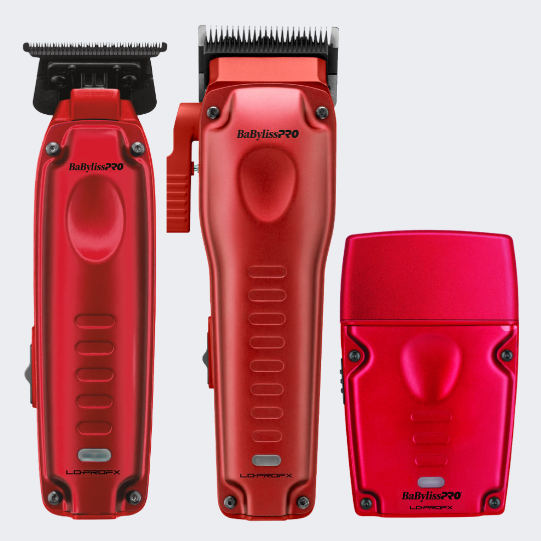 BaBylissPRO Compact LO-PRO Red Clipper, Trimmer & Single Foil Shaver Combo Certified Clippers
