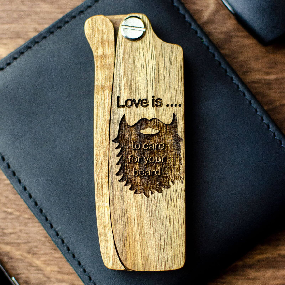 Wooden Beard Comb - Love is (B2B) Enjoy The Wood B2B