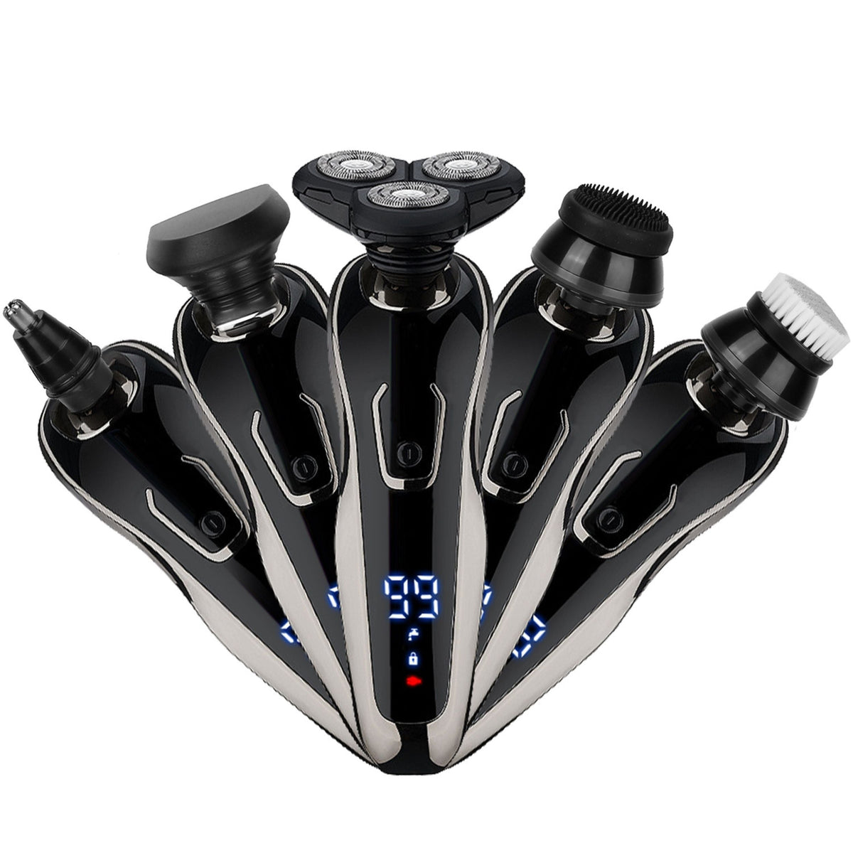 5-in-1 Electric Razor Kit, Cordless Rechargeable Shaver & Beard Trimmer, IPX6 Waterproof, Dry/Wet, Head Grooming. Best Product Finds