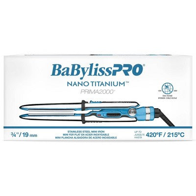 BaBylissPRO Nano Titanium Prima2000 Stainless Steel Mini Straightening Flat Iron Blue - New This is Beauty US