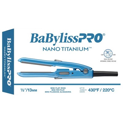 BaBylissPRO Nano Titanium Mini Flat Iron & Pouch Blue - New This is Beauty US