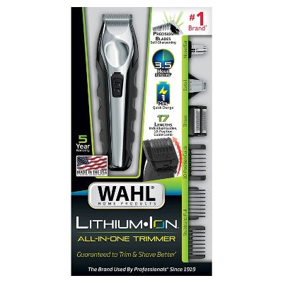 Wahl Lithium Ion All In One Cordless Rechargeable Electric Beard Trimmer, Shaver, Detailer, Nose Trimmer - Imperfect Box This is Beauty US