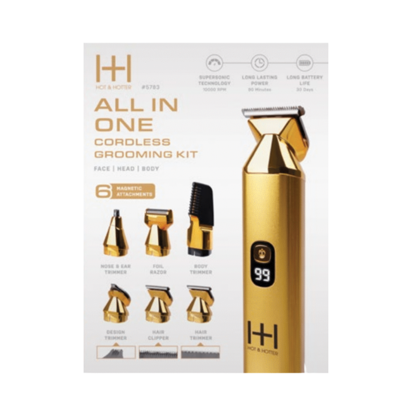 Hot & Hotter All-In-One Cordless Grooming Trimmer Kit, 1 Count, Gold Annie International, Inc.