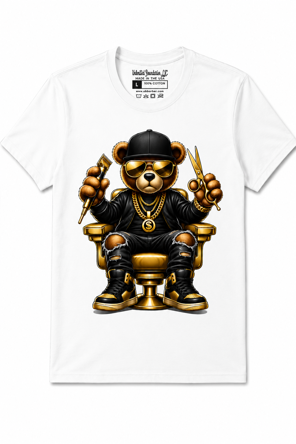 Gold Graffiti Barber Bear Unlimited Boundaries Barber and Beauty Supply
