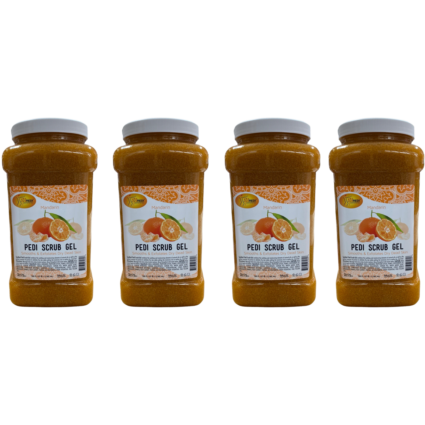 *Case Mandarin Pedi Scrub Gel -(4 x 128oz) Lunali Nail Supply