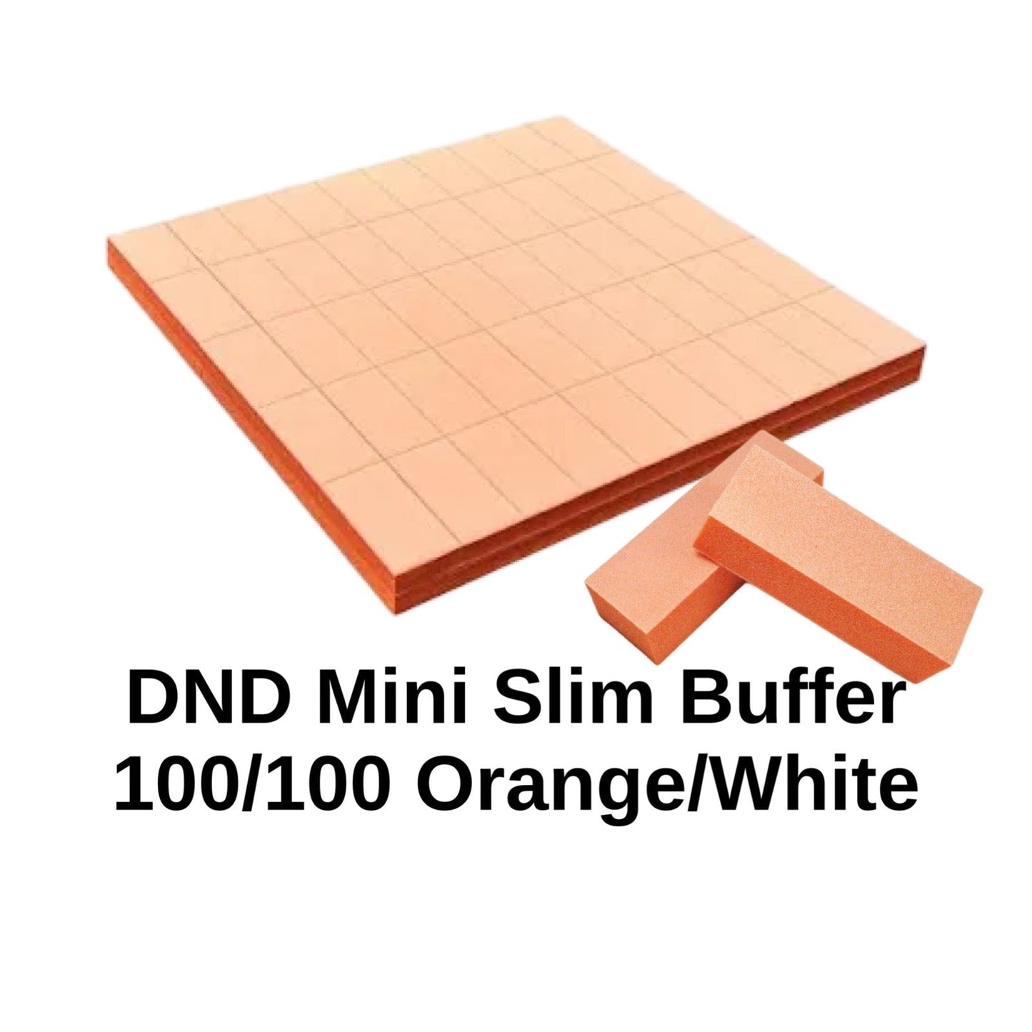 *50pc Sheet DND Mini Slim Buffer - (100/100) Orange/White Lunali Nail Supply