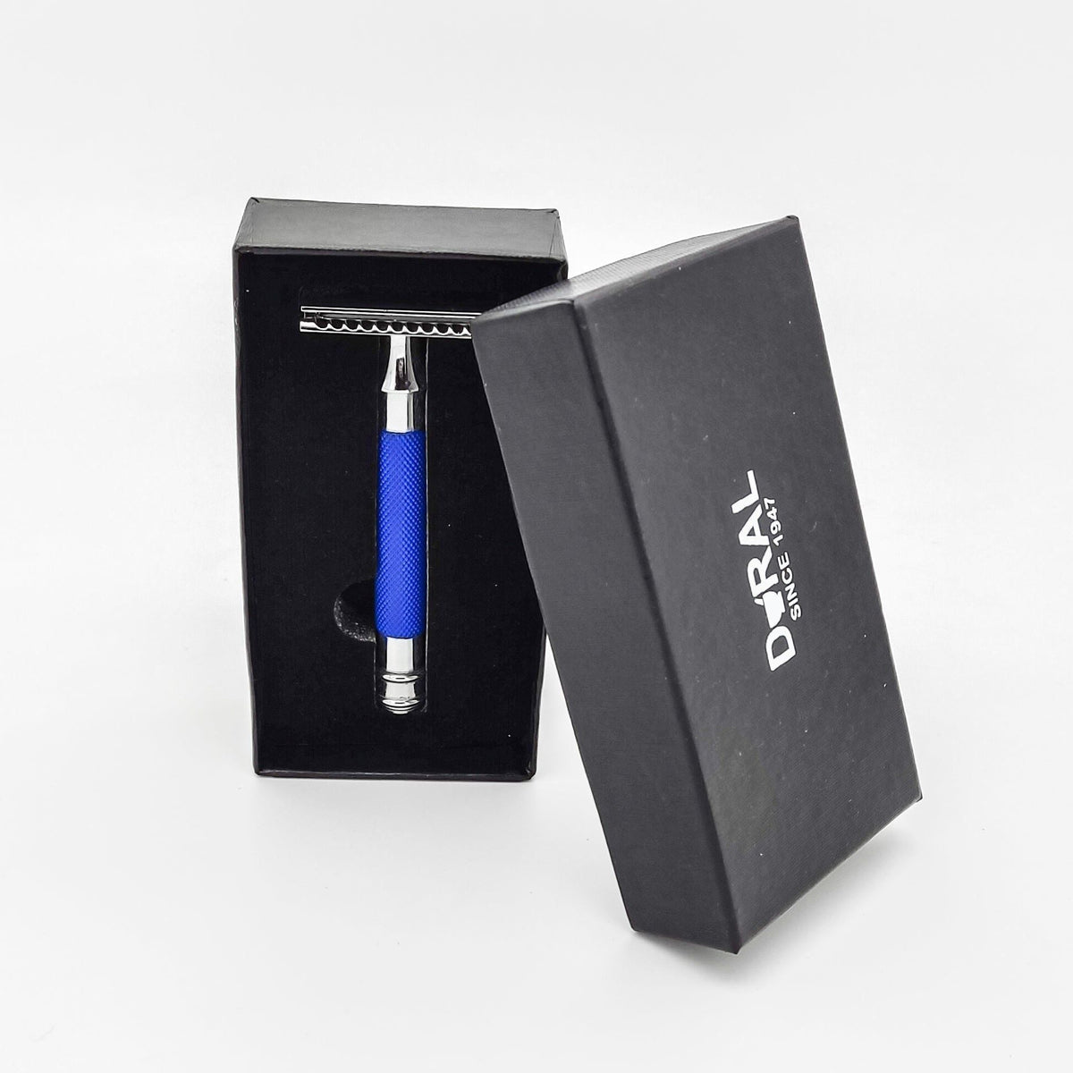 Dural Heavy Stroud Head Double Edge Safety Razor Duty Blue/Silver + Pouch Pasteur Pharmacy