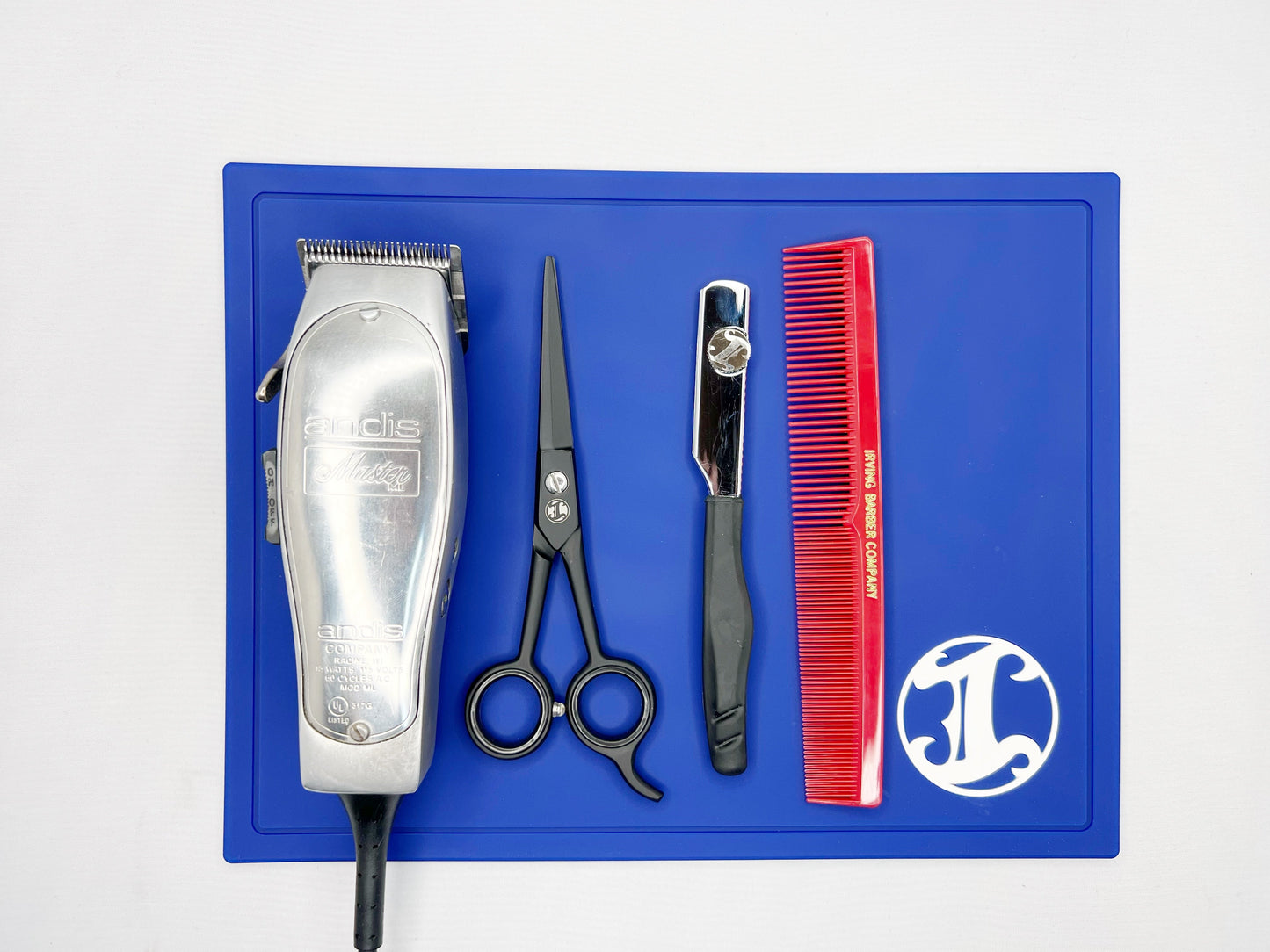 Travel Size Station Mat - Blue Irving Barber Company