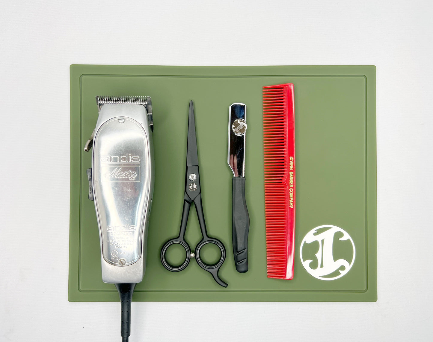 Travel Size Station Mat - Green Irving Barber Company