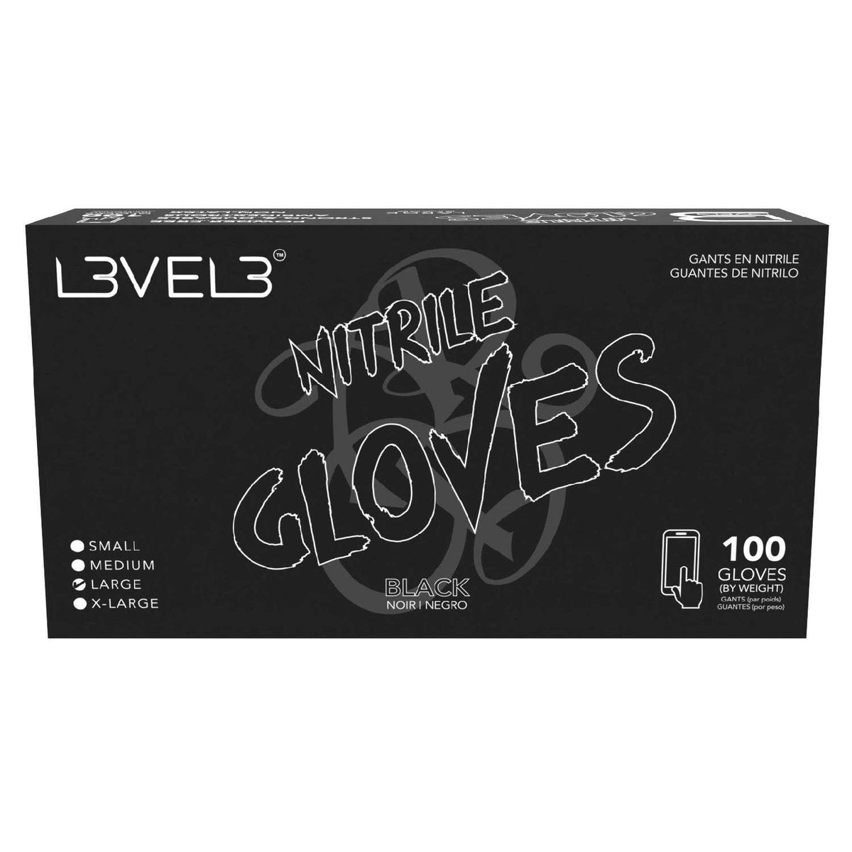 L3Vel3 Nitrile Gloves Black Large 100 Piece My Beauty Site Pro