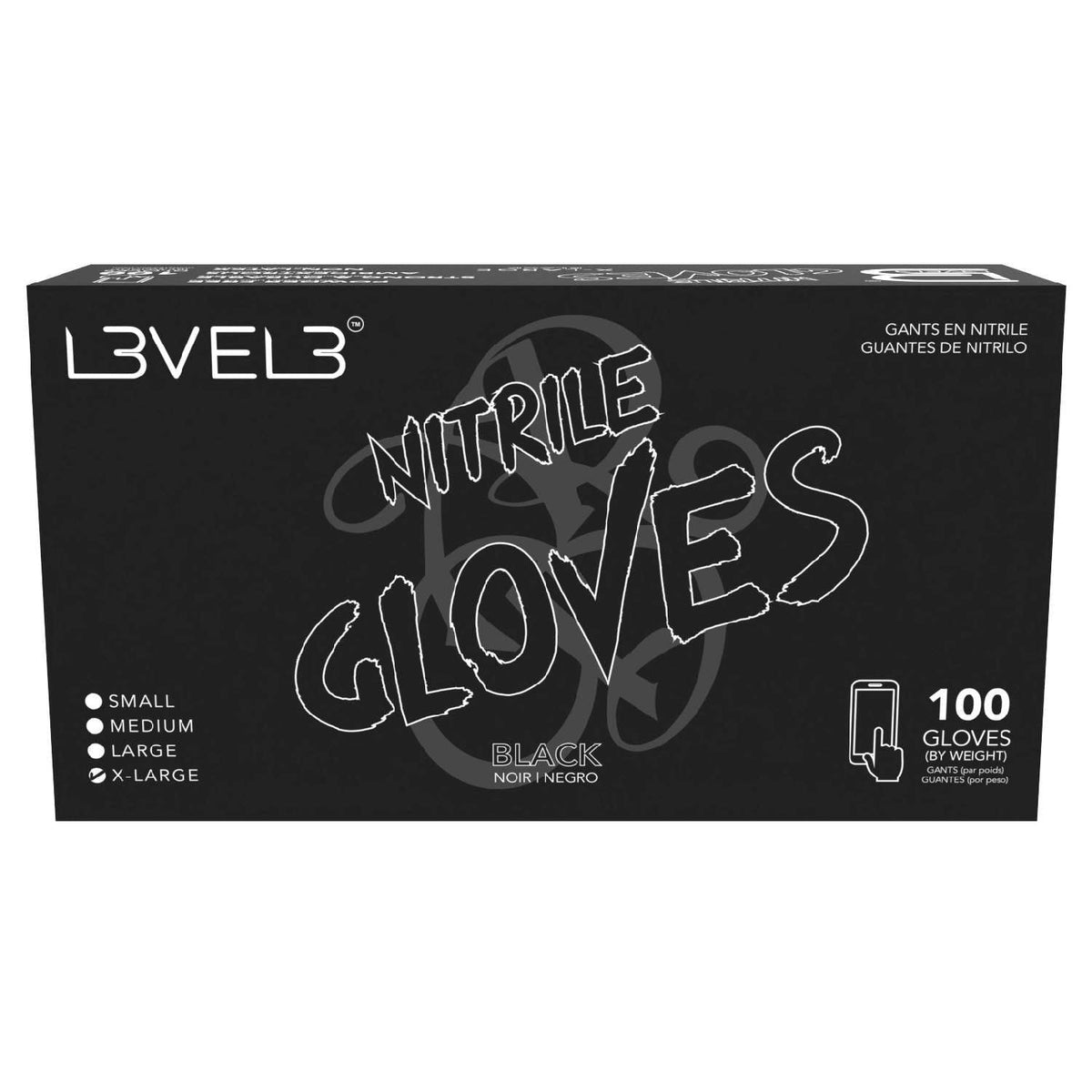 L3Vel3 Nitrile Gloves Black X-Large 100 Piece My Beauty Site Pro