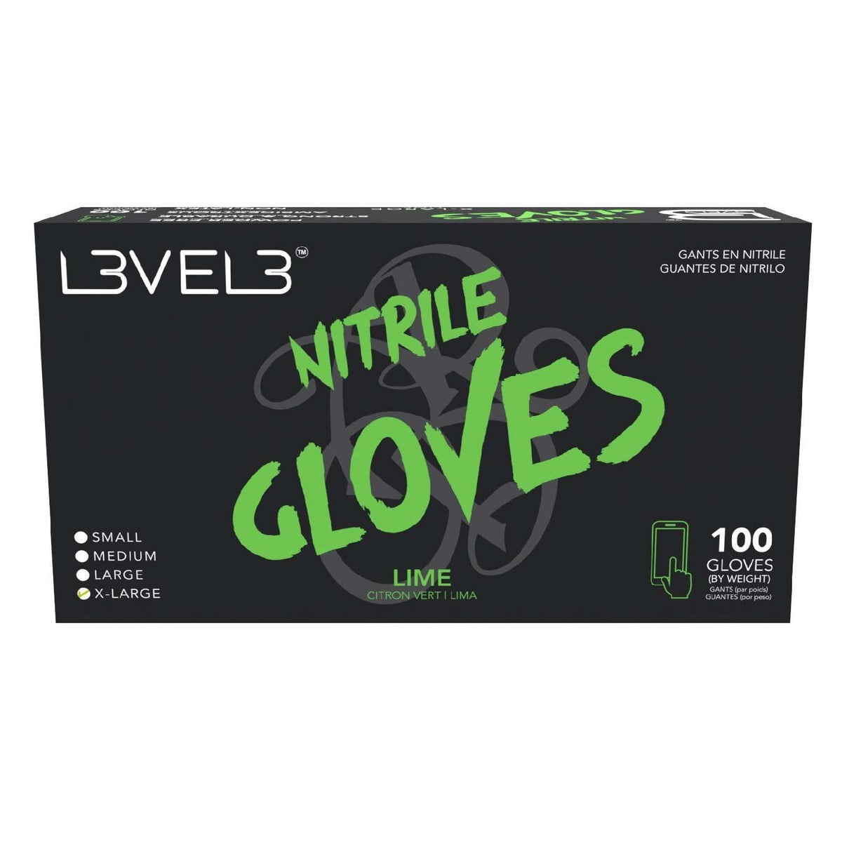 L3Vel3 Nitrile Gloves Lime X-Large 100 Piece My Beauty Site Pro