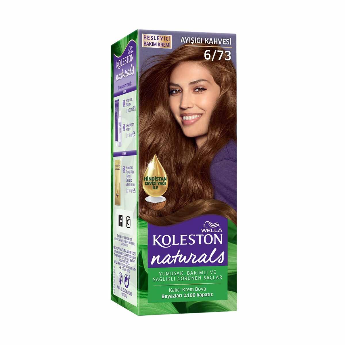 Wella Koleston Naturals Permanent Hair Dye with Coconut Oil - 6/73 Moonlight Brown Beauty Care Bag