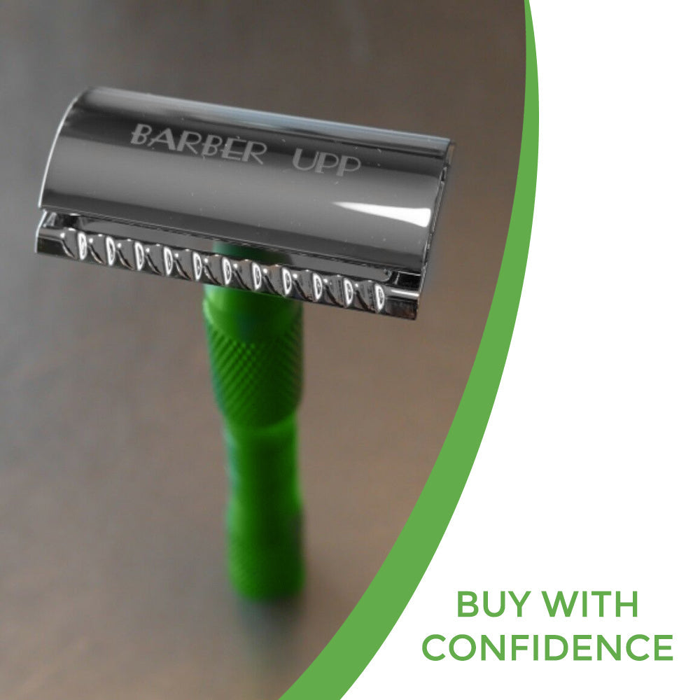 BarberUpp,Razor For Men, Long Handle (Brass) Safety Razor,Free Styptic Sticks,Astra Razor Blades Included, Single Blade Razor Perfect Addition To Your Safety Razor Kit. BarberUpp
